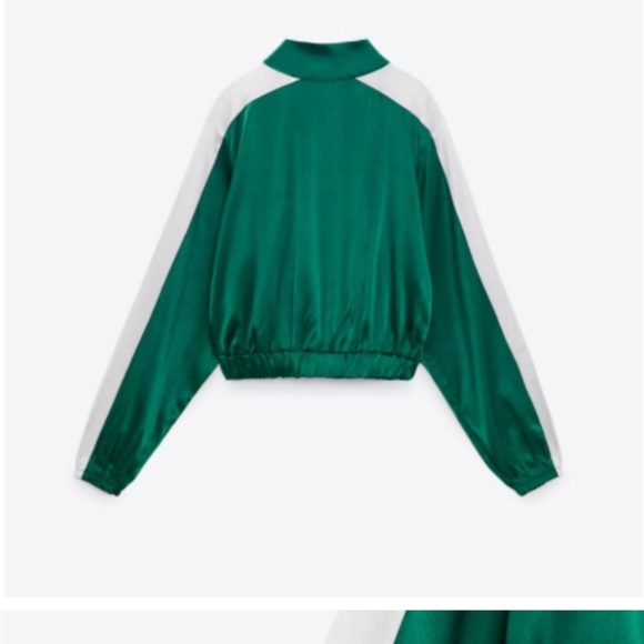 Satin like green track suit Zara with white piping - Picture 6 of 14